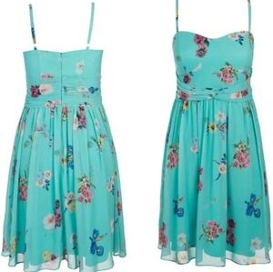City Chic Plus aqua turquoise floral dress, adjustable straps fit & flare 18W 2x